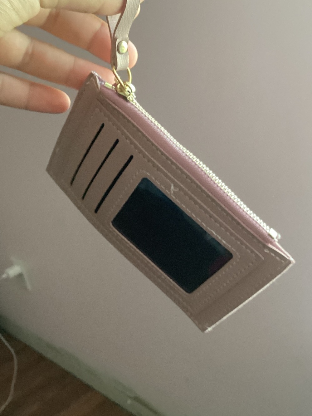 Blush Pink Wristlet Card Holder Wallet with ID Window